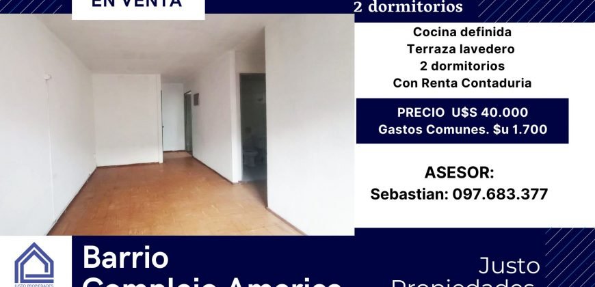 En Venta Apto con Renta en complejo America